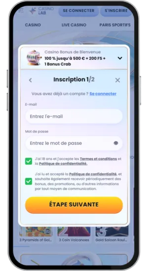 Écran de dépôt dans un casino