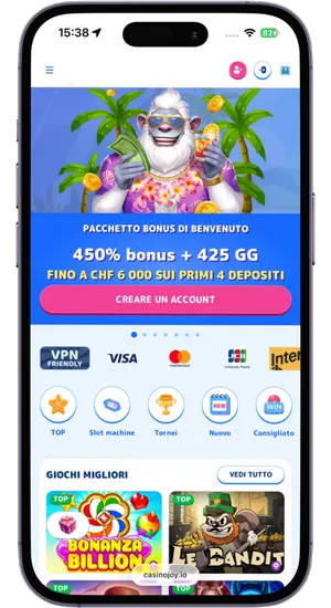 Apertura del sito del casinò in Safari su iPhone