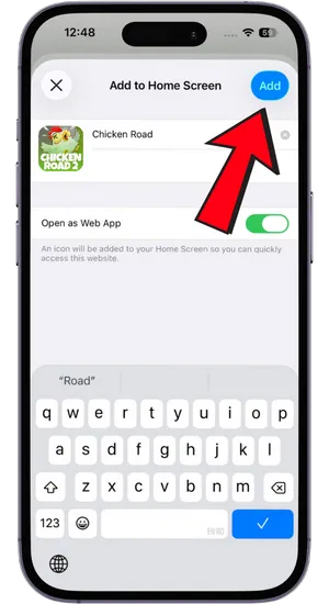 Add Chicken Road 2 shortcut to iPhone home screen