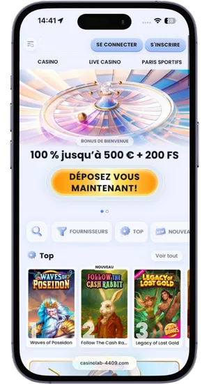 Ouverture du site du casino dans Safari sur iPhone