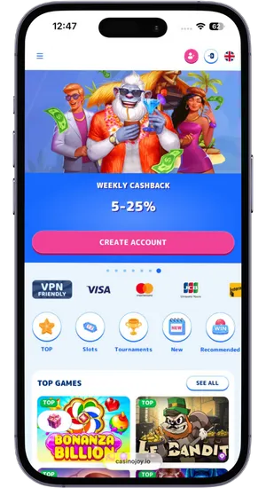 Opening casino site in Safari browser on iPhone
