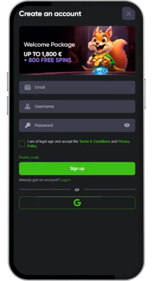 Insättningssida i ett casino