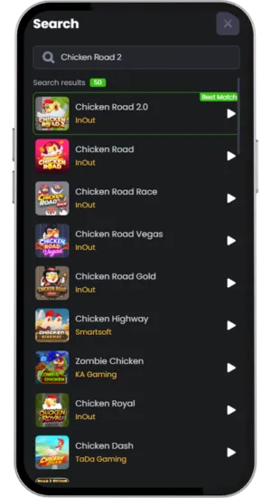 Spelgränssnitt för Chicken Road 2